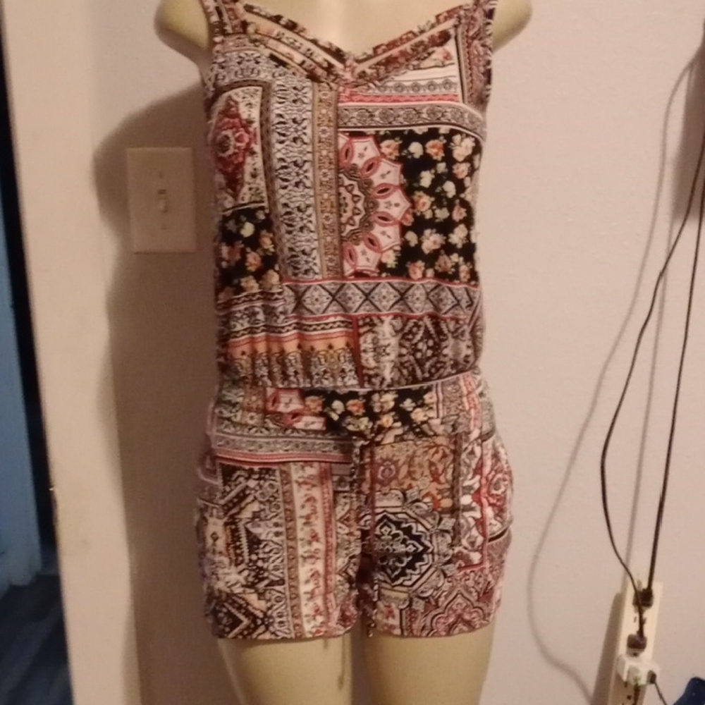 Eye Candy Multicolor Patchwork Print Sleeveless Romper